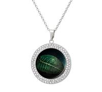 Custom Light Through Leaves Picture Necklace Personalized Circle Chain Pendant Gold/Silver Photo Dog Tag Keepsake Necklaces Hip Hop Memorial Jewelry Gifts for Men Women, One size, Titanium Steel