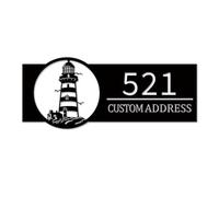 Custom Lighthouse Address Plaque, Personalized Lighthouse House Numbers Sign with Family Name, Outdoor Nautical Metal Wall Art for Home, Beach House Front Door Decor (Style-1)