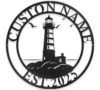Custom Lighthouse Wall Decor - Personalized Metal Sign | Beach House & Cottage Gift, Last Name Art | 8-24 Inches