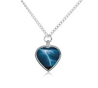 Custom Lightning Strikes Thunderstorms Cremation Necklace for Ashes Pet Urn Necklace 27.6" Adjustable Chain Memorial Dog Cat Jewelry Keepsake with Filling Kit Sympathy Gift for Grieving Pet Owners