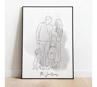 Custom Line Drawing Portrait,Custom Poster,Custom Modern Minimalist Portrait From Photo,Personalized Canvas,Gift for Couple,Anniversary, Birthday,Engagement Bridal,Family Portrait (40*40cm)