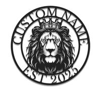 Custom Lion Metal Wall Art - Personalized Name Sign for Home, Nursery or Office - Wild Animal Decor Gift for Boys, Girls & Lion Lovers (Style-1)