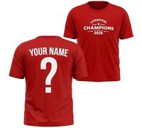 Custom Liverpool Champions Kids T Shirt Personalised Favourite Player Name and Number Football Winners Supporter Boys Girls Tee, 2-3 Years, Red