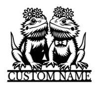 Custom Lizard Ranch Metal Sign,Personalized Bearded Dragon Wall Art,Outdoor Shed & Cabin Hanging Sign,Desert Gecko Garden Yard Decor,Pet Shop House Number Address Plaque (Style-I)