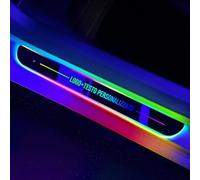Custom Logo and Text Car Door Sill Lights Auto-Sensing, Personalised LED Welcome Gifts for Men Women, 7 Colors Magnetic Adsorption Wireless Pedal Light for All Cars