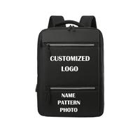 Custom Logo Backpack Men Business Travel Laptop Bag Personalized Computer Bag Student School Bag Company Gift DIY Print Photo Name Black,15 inches