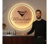 Custom Logo Business Neon Sign, Personalized Floating Acrylic Business Sign, Personalized Backlit Illuminated Sign, Custom Company Logo Neon Sign for Office, Storefront, Bar, Salon, Studio