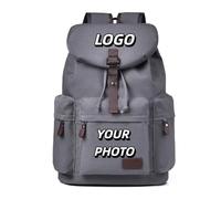 Custom Logo Canvas Students Backpack Large Capacity Travel Bag Personality Male Casual Schoolbag Color3,15 inches