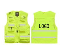 Custom Logo Hi Vis Safety Work Vest with Multi Pocket, Personalised Volunteers Photographer Security Reflective Jacket Coat Outdoor Workwear Uniform for Men Women Color1,M