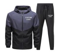 Custom Logo Hoodies and Jogging Pants Men Tracksuit Set Spring Autumn Jacket Causal Sportswear Sport Sweatshirt Suit Color1,L
