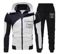 Custom Logo Men's Tracksuit Personalised Hoodie Hooded Jacket and Sweatpants Two Piece Set Spring Autumn Winter Fashion Sportswear color2,XXL