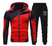 Custom Logo Men's Tracksuit Personalised Hoodie Hooded Jacket and Sweatpants Two Piece Set Spring Autumn Winter Fashion Sportswear color3,L