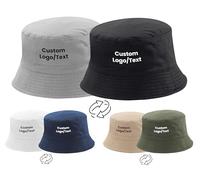 Custom Logo Reversible Bucket Hat - Black/Light Grey - Personalised Name/Text Two-Sided Bucket Hat with Your Design, Sun Summer Festivals & Travel Gifts