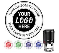 Custom Logo Stamp Self-Inking, Personalized Business Logo Image Text Stamper, Customized Rubber Stamp for Office, Return Address Stamps, Small Large Medium Round, 4 Sizes - 5 Ink Color Options