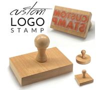 Custom Logo Stamp Wood Handle Personalised Rubber Stamp Upload Your Own Logo Image Address Name Rectangular Stamps Office Business Crafting