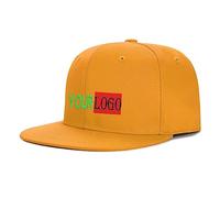 Custom Logo & Text Snapback Hat/Cap | Embroidered Front Hip Hop Flat Bill HAt | Personalized Flat Brim Hats Yellow
