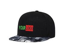 Custom Logo & Text Snapback Hat/Cap | Embroidered Front Hip Hop Flat Bill HAt | Personalized Flat Brim Hats