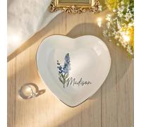 Custom Logo Trinket Ring Dish,Personalized Graduation Gift for Her,Graduation University Jewelry Tray, 2025 Graduate Gifts (Flowers)