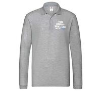 Custom Long Sleeve Polo Shirt Your Company Work Logo Image and Text Mens Adults Personalised Workwear Uniform, XL, Heather Grey