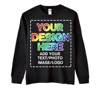 Custom Long Sleeve Shirts for Men Women - Design Your Own Personalized Cotton Shirt - Add Your Text Photo Printed Front/Back, Black, Large