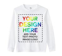 Custom Long Sleeve Shirts for Men Women - Design Your Own Personalized Cotton Shirt - Add Your Text Photo Printed Front/Back, White, S