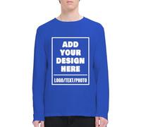 Custom Long Sleeve T Shirt Men&Women Add Your Text/Image/Photo/Logodesign Your Ownlong Sleeve Tshirt Personalised Long Sleevecustomized Fun Anniversary Couple Long Sleeve T Shirts S RoyalBlue