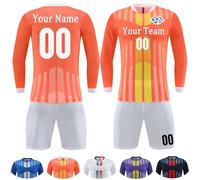 Custom Long Sleeve Under Shirt Football Training Tops and Shorts For Kids Adults with Name Number Team Logo