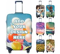 Custom Luggage Cover Personalised Travel Suitcase Protector Add Your Own Photo Name Text Double-Sided Different Design Customize Elastic Suitcase Cover Washable Anti-Scratch Baggage Covers