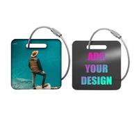 Custom Luggage Tag -Add Your Photo Text Logo- Personalized Laser Engraved Suitcase Labels, Travel ID Tags, Baggage Tag,Golf Bag Markers for Identification