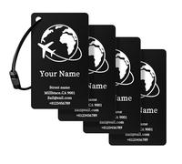 Custom Luggage Tags for Suitcase,Personalised Name Tags with Your Logo/Text/Design/QR Code for Backpack,Baggage,Gym Bag,Andoized Metal Tags,Double-Side Engraved Customizable,Pack 4-100 (Black)