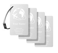 Custom Luggage Tags for Suitcase,Personalised Name Tags with Your Logo/Text/Design/QR Code for Backpack,Baggage,Gym Bag,Andoized Metal Tags,Double-Side Engraved Customizable,Pack 4-100 (Silver)