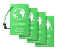Custom Luggage Tags for Suitcase,Personalised Name Tags with Your Logo/Text/Design/QR Code for Backpack,Baggage,Gym Bag,Andoized Metal Tags,Double-Side Engraved Customizable,Pack 4-100 (Green)