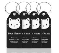 Custom Luggage Tags for Suitcase,Personlised Metal Baggage Tags with Your Engraved Logo/Text/QR Code,Waterproof Heavy Duty Name Tags for Suitcase,Bag,Backpack,Travel (Black)