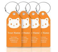 Custom Luggage Tags for Suitcase,Personlised Metal Baggage Tags with Your Engraved Logo/Text/QR Code,Waterproof Heavy Duty Name Tags for Suitcase,Bag,Backpack,Travel (Orange)