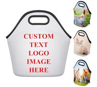 Custom Lunch Bag, Personalised Neoprene Lunch Tote with Photo Text, Customised Insulated Reusable Lunch Bags for Women Men Work Outdoor Travel Picnic