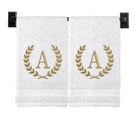Custom Luxury Towels Monogrammed Hand Towels for Bathroom | Set of 2 | Genuine Turkish Towels | Choose Towel and Thread Color | A - Z | Monogrammed Towels with Embroidered Wheat Laurel Design
