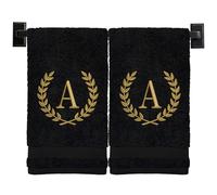Custom Luxury Towels Monogrammed Hand Towels for Bathroom | Set of 2 | Genuine Turkish Towels | Choose Towel and Thread Color | A - Z | Monogrammed Towels with Embroidered Wheat Laurel Design