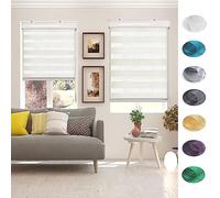 Custom Made Blackout Roller Blind 30x150 cm Double Fabric Translucent Window Shade Kit for Bedroom & Living Room White Light Filtering Easy Install