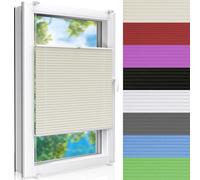 Custom Made Pleated Roller Blind 60 x 110 cm, No Drill Installation, Easy & Quick Setup for Windows & Doors, Beige, Stylish Pleated Design, Perfect for Home Decor