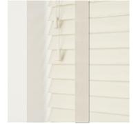 Custom Made To Measure Faux Wood Fine Grain Venetian Blinds With Tapes (50mm Slats) (UpTo 120cm (Width) x 130cm (Length), Misty White)