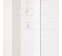 Custom Made To Measure Faux Wood Fine Grain Venetian Blinds With Tapes (50mm Slats) (UpTo 90cm (Width) x 130cm (Length), Ultra White)