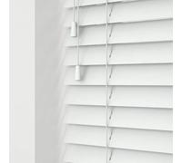 Custom Made To Measure Real Wooden Venetian Blinds with strings (50mm Slats) (Ultra White, Up To 150cm (Width) x Up To 120cm (Drop))