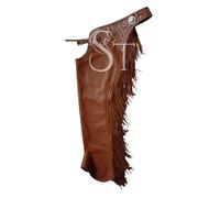 Custom Made Western Rodeo Cowboy Chaps Genuine Cowhide Leather Work Bull Trail Riding Equestrian Tack Show Horse Riding Protective Gear Chinks 002 (Large)
