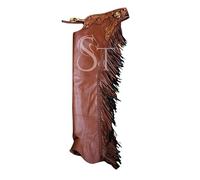 Custom Made Western Rodeo Cowboy Chaps Genuine Cowhide Leather Work Bull Trail Riding Equestrian Tack Show Horse Riding Protective Gear Chinks 007 (Kids)