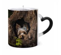 Custom Magic A Little Yorkshire Terrier Color Changing Mug 11 Oz Heat Sensitive Ceramic Coffee Cup Black Mug Reveals Fun Secret Design with Heat Christmas Birthday Gift for Coffee Lovers Women