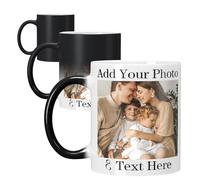 Custom Magic Coffee Mug, Personalised Cup with Photo Text,Heat & Color Changing,Photos & Text on Both Sides.Ideal Novelty Gifts for Family & Friends on Birthdays,Christmas.Perfect for Office,Home Use