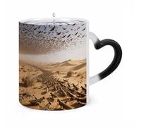 Custom Magic Desert Locust Swarm Color Changing Mug 11 Oz Heat Sensitive Ceramic Coffee Cup Black Mug Reveals Fun Secret Design with Heat Christmas Birthday Gift for Coffee Lovers Women