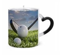 Custom Magic Golf Ball Color Changing Mug 11 Oz Heat Sensitive Ceramic Coffee Cup Black Mug Reveals Fun Secret Design with Heat Christmas Birthday Gift for Coffee Lovers Women