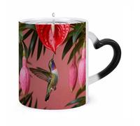 Custom Magic Hummingbird by Anthurium Color Changing Mug 11 Oz Heat Sensitive Ceramic Coffee Cup Black Mug Reveals Fun Secret Design with Heat Christmas Birthday Gift for Coffee Lovers Women