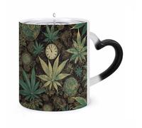 Custom Magic Mug A Puff in Time Weed Marijuana Color Changing Heat Reveals Hidden Pattern 11 Oz Ceramic Coffee Cup Heat Activated Black to White Mug Novelty Gift for Coffee Lover Women